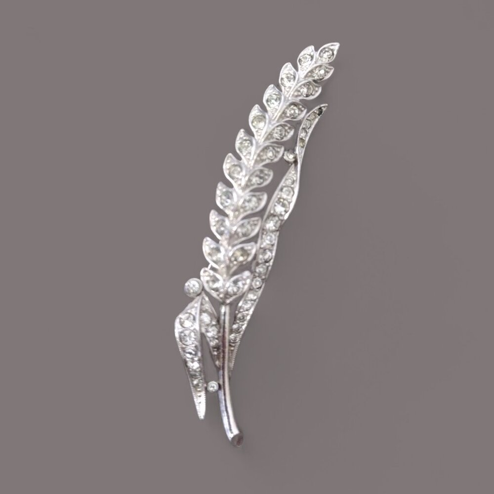 Vintage Trifari Rhinestone Wheat Brooch